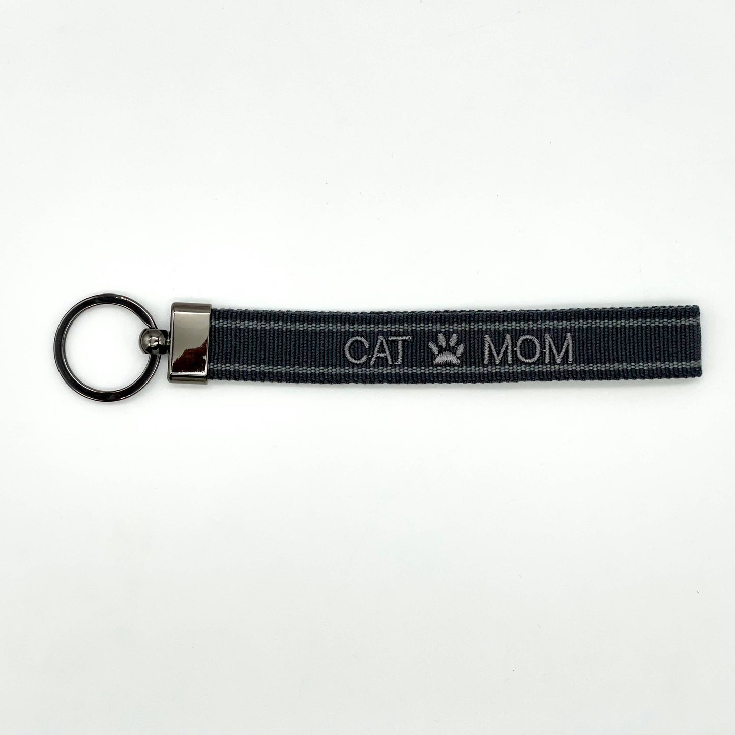 CAT MOM -  Vävd broderad nyckelring
