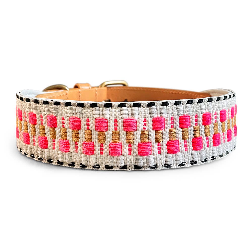 Handgjorda Hey Lana hundhalsband: Rosa/Svart S - L