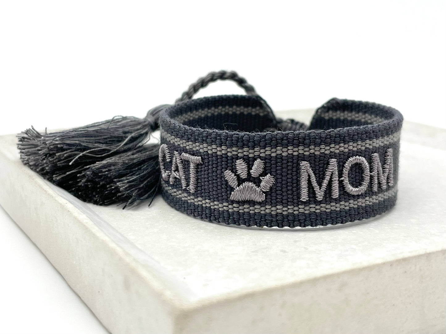 CAT MOM statement armband vävt med brodyr, boho-stil