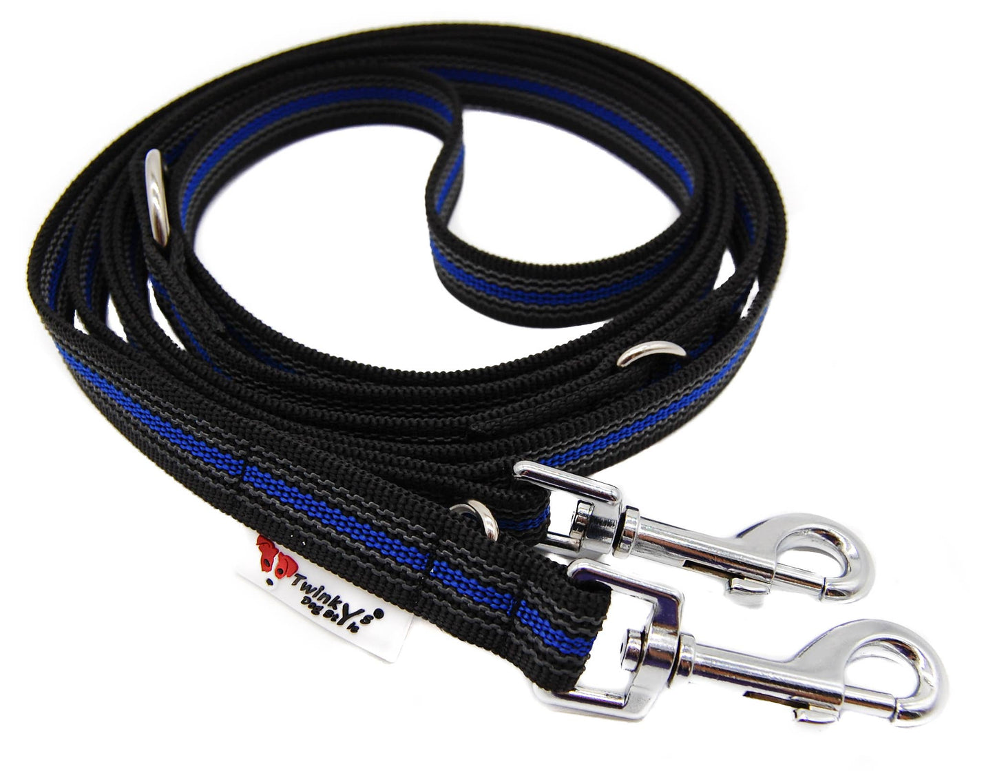 Hundkoppel gummerad trippel justerbar 20 mm: Apelsin