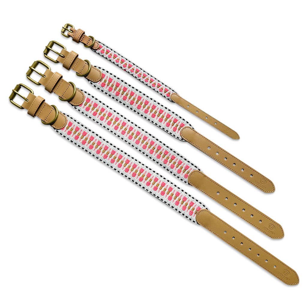 Handgjorda Hey Lana hundhalsband: Rosa/Svart S - L